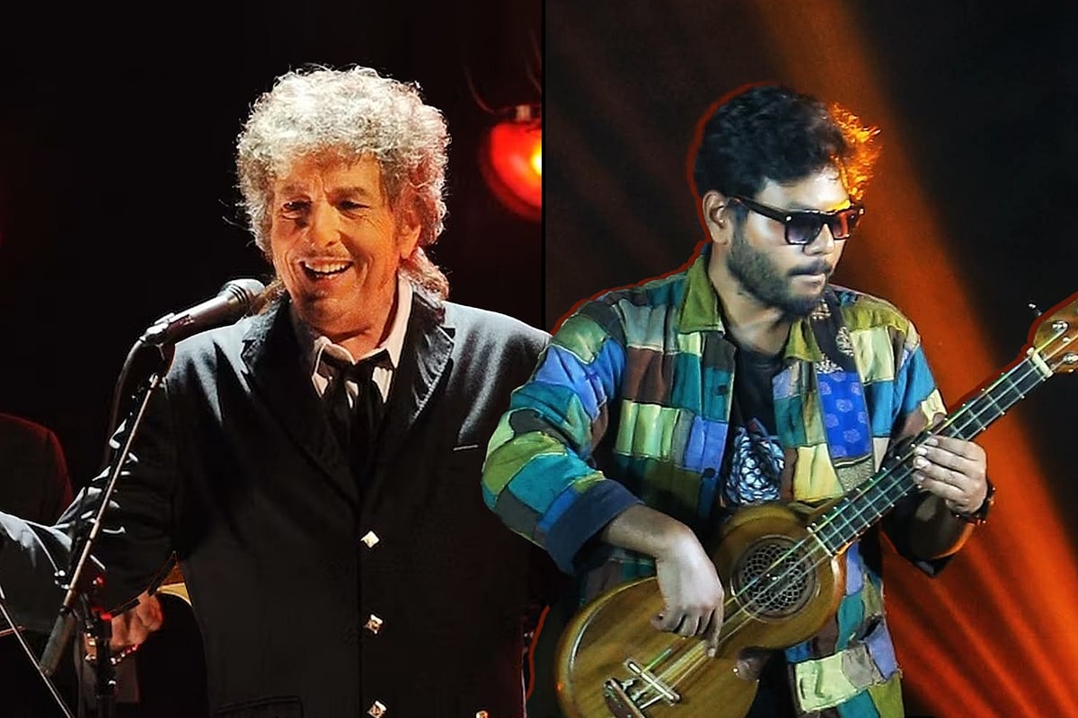 বব ডিলান ও দীপংকর রায়। কোলাজ