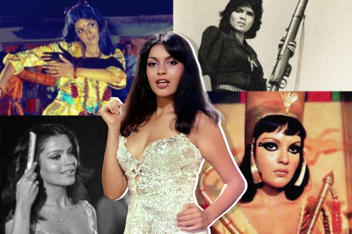 বিভিন্ন সিনেমার দৃশ্যে জিনাত আমান। কোলাজ