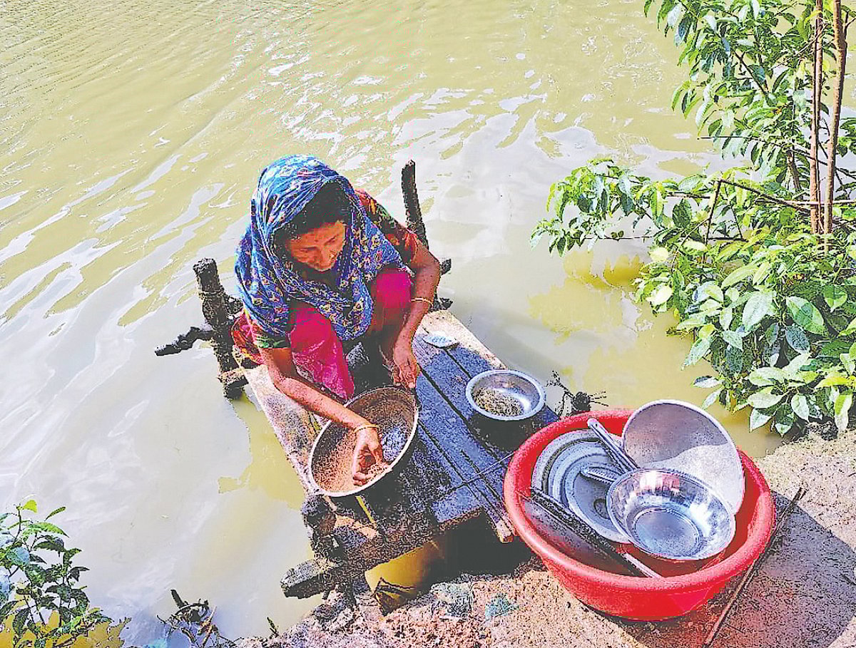 লবণাক্ততার কারণে উপকূলে নারীদের বড় সমস্যা মিঠাপানির সংকট। বাগেরহাটের মোংলা থেকে তোলা