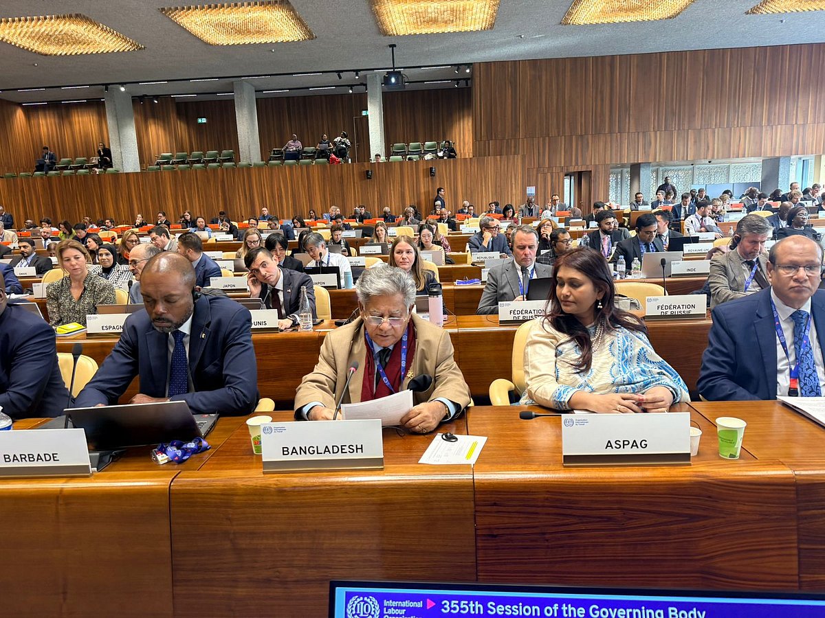 আইএলওর অধিবেশনে বক্তব্য দিচ্ছেন ব্রিগেডিয়ার জেনারেল (অব.) এম সাখাওয়াত হোসেন