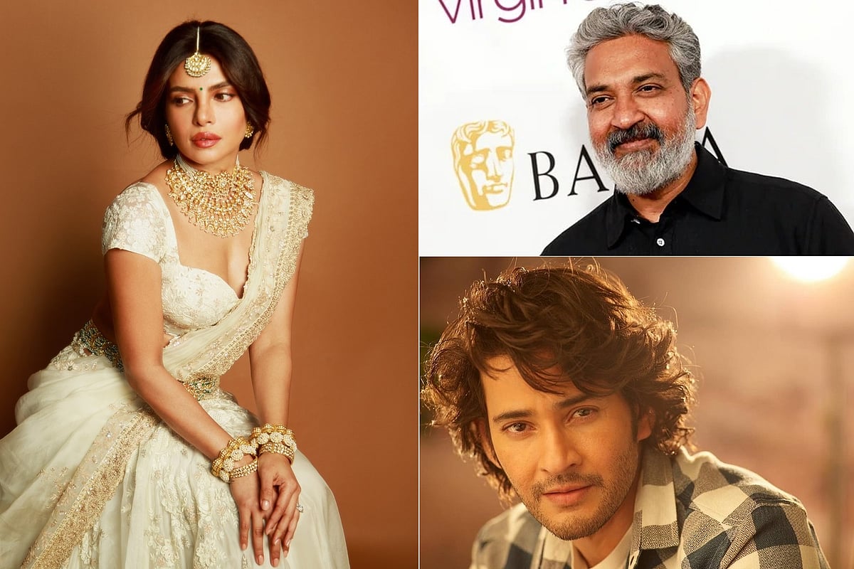 প্রিয়াঙ্কা চোপড়া, এস এস রাজামৌলি ও মহেশ বাবু। কোলাজ