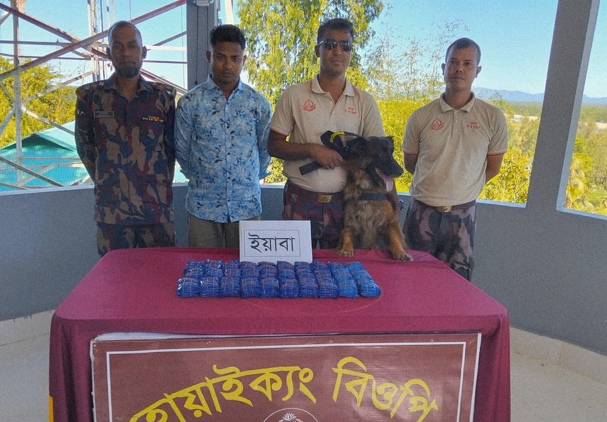 কক্সবাজারের টেকনাফ/ প্রশিক্ষিত কুকুর ধরিয়ে দিল ইয়াবা চালান। আজ শুক্রবার সকালে