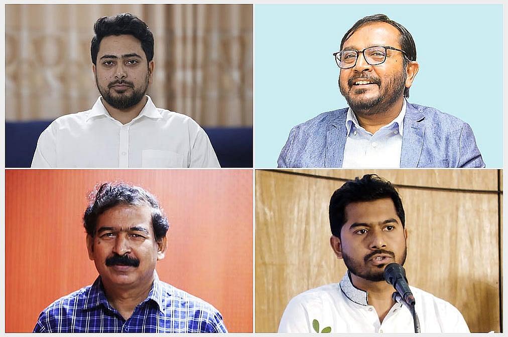 উপরে বাঁ থেকে নাহিদ ইসলাম ও মজিবুর রহমান; নিচে বাঁ থেকে হাসনাত কাইয়ূম ও নুরুল হক