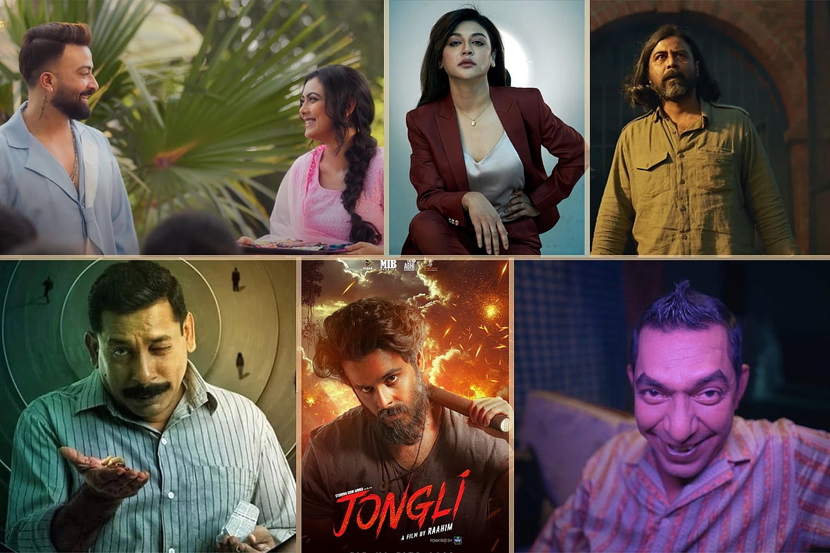 ‘উৎসব’, ‘বরবাদ’, ‘দাগি’, ‘তাণ্ডব’, ‘জংলি’ ও ‘চক্কর ৩০২’ সিনেমার দৃশ্য। কোলাজ