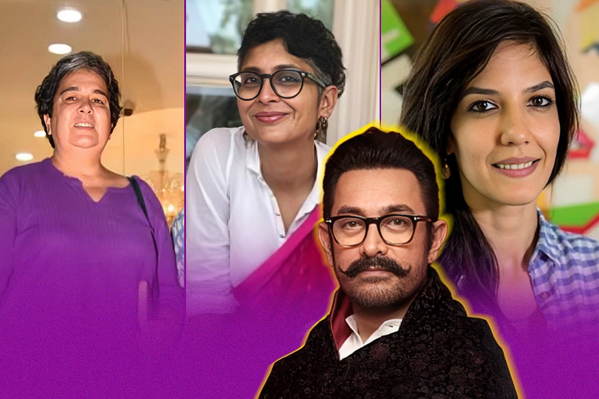 রীনা দত্ত, কিরাণ রাও, গৌরী স্প্র্যাট ও আমির খান। কোলাজ