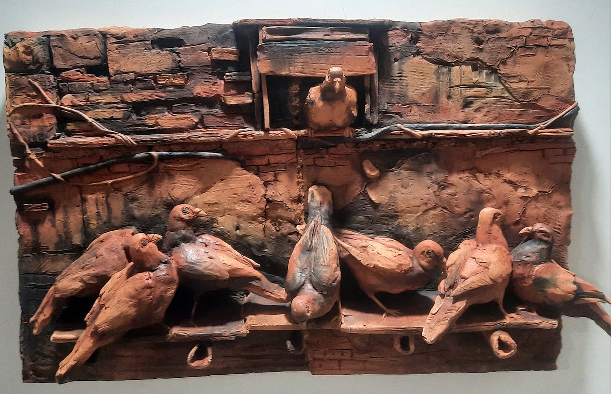 ‘মিলনমেলায় বন্ধুরা’। শিল্পী রেহানা ইয়াসমিন