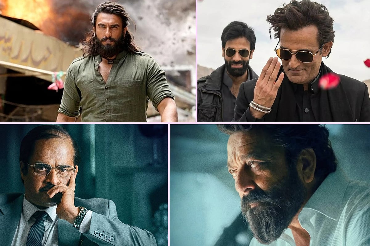 ‘ধুরন্ধর’ সিনেমার বিভিন্ন দৃশ্য। কোলাজ