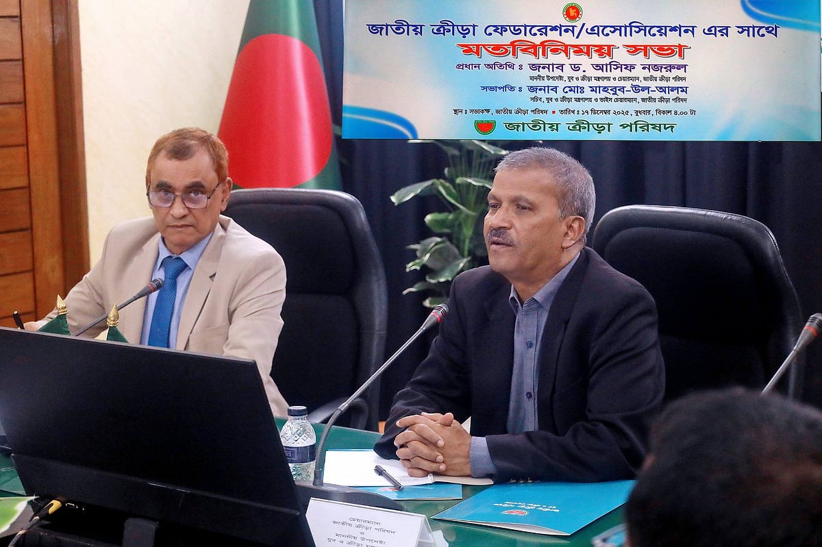 জাতীয় ক্রীড়া পরিষদে (এনএসসি) বিভিন্ন ক্রীড়া ফেডারেশন ও অ্যাসোসিয়েশনের সঙ্গে মতবিনিময় করেন ক্রীড়া উপদেষ্টা আসিফ নজরুল