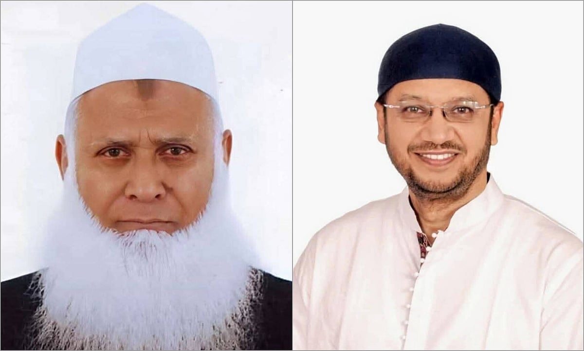 জমিয়তে উলামায়ে ইসলাম বাংলাদেশের কেন্দ্রীয় সভাপতি উবায়দুল্লাহ ফারুক ও জেলা বিএনপির সহসভাপতি মামুনুর রশিদ (ডানে)