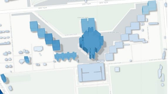 ত্রিমাত্রিক মানচিত্রে বাংলাদেশের সংসদ ভবনের থ্রিডি মডেল