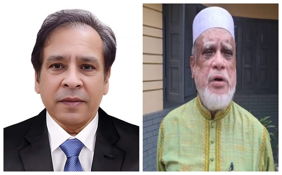 বিএনপির প্রার্থী রেজা কিবরিয়া (বাঁয়ে) ও স্বতন্ত্র প্রার্থী শেখ সুজাত মিয়া