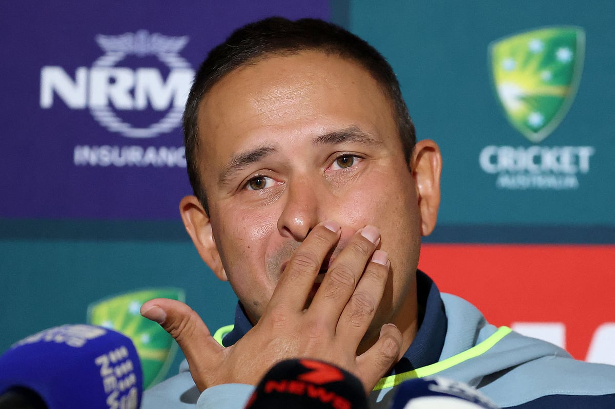 সিডনি ক্রিকেট গ্রাউন্ডের সংবাদ সম্মেলন কক্ষে উসমান খাজা