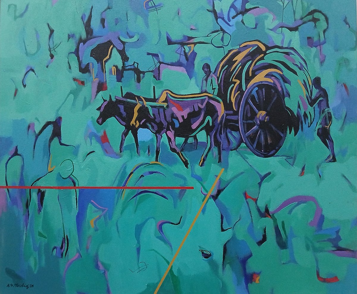 ‘গ্রামীণ জীবনচক্র’, শিল্পী আবদুস সাত্তার