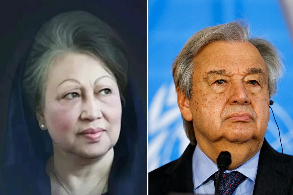 বিএনপির প্রয়াত চেয়ারপারসন খালেদা জিয়া ও জাতিসংঘের মহাসচিব আন্তোনিও গুতেরেস