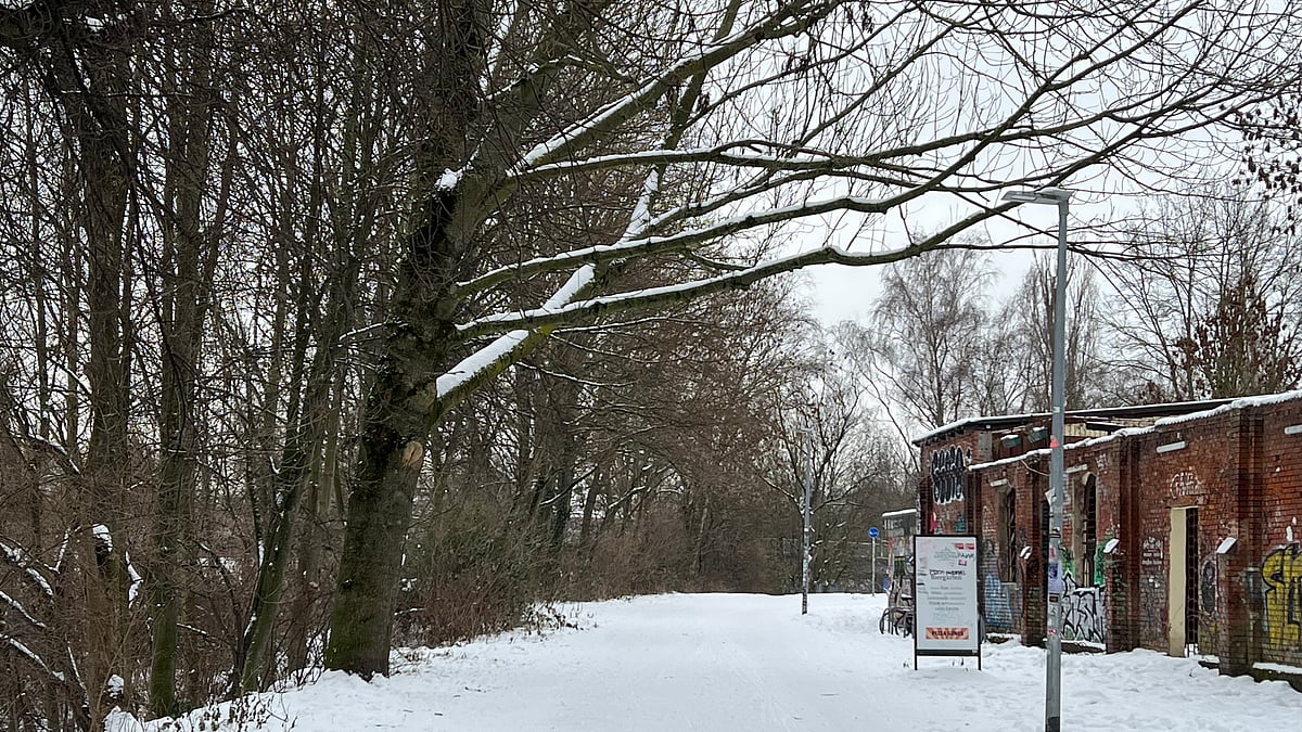 জার্মানির হ্যানোভার শহরে বরফে ঢাকা সড়কে