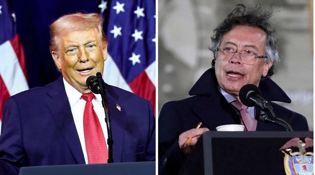 যুক্তরাষ্ট্রের প্রেসিডেন্ট ডোনাল্ড ট্রাম্প ও কলম্বিয়ার প্রেসিডেন্ট গুস্তাভো পেত্রো