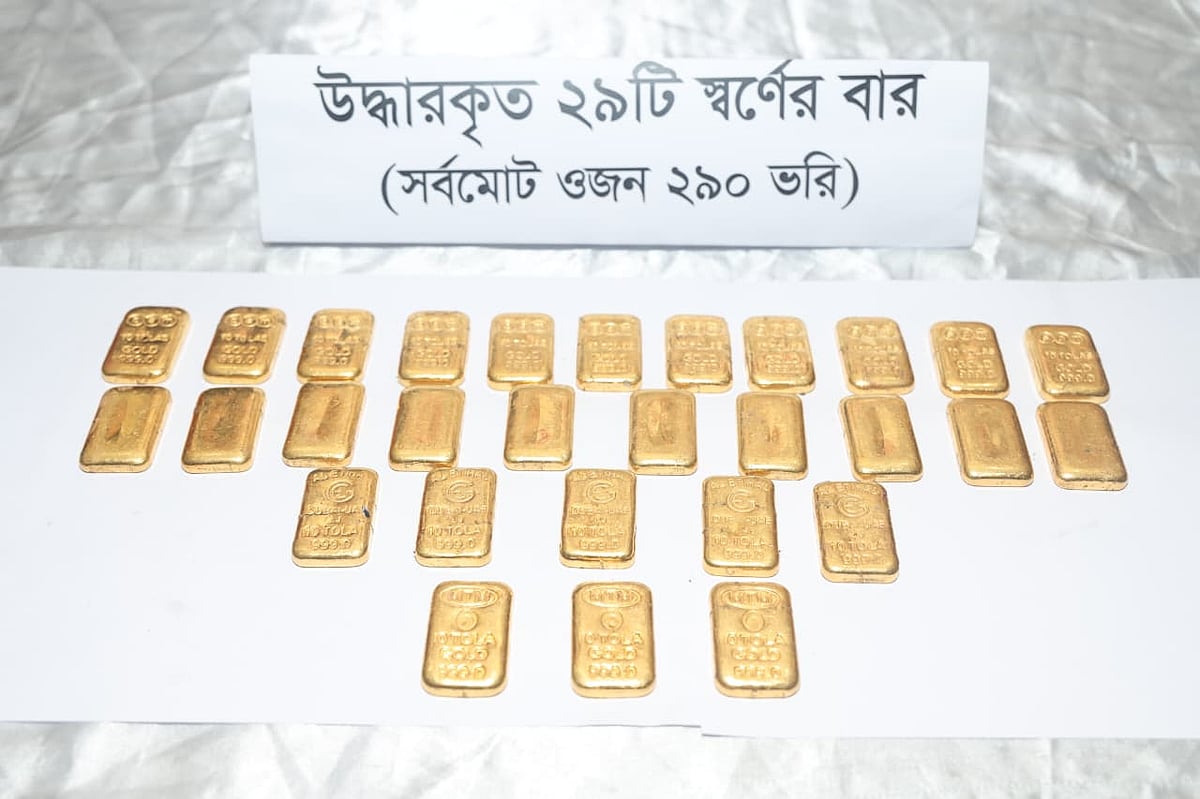 উদ্ধার হওয়া সোনার বার