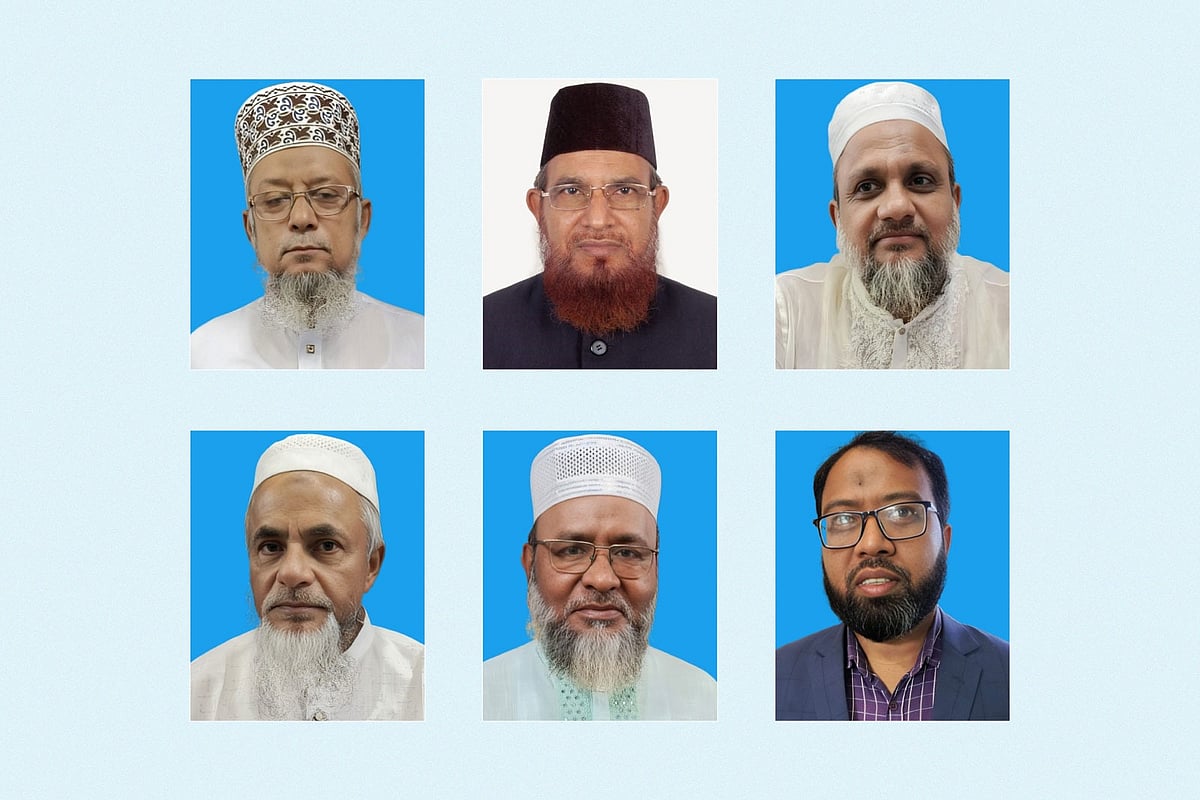 উপরের বামদিক মো. ছাইফ উল্লাহ, মো. সাইয়েদ আহমদ, বোরহান উদ্দিন, ইসহাক খন্দকার, বেলায়েত হোসেন ও শাহ মোহাম্মদ মাহফজুল হক