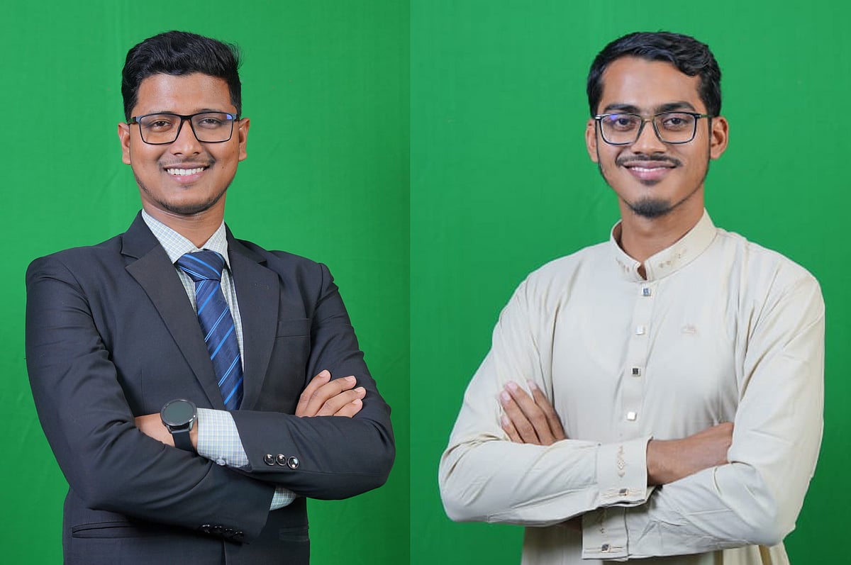 ইসলামী ছাত্রশিবিরের জগন্নাথ বিশ্ববিদ্যালয় শাখার সভাপতি মো. রিয়াজুল ইসলাম ও সেক্রেটারি আবদুল আলীম (ডানে)