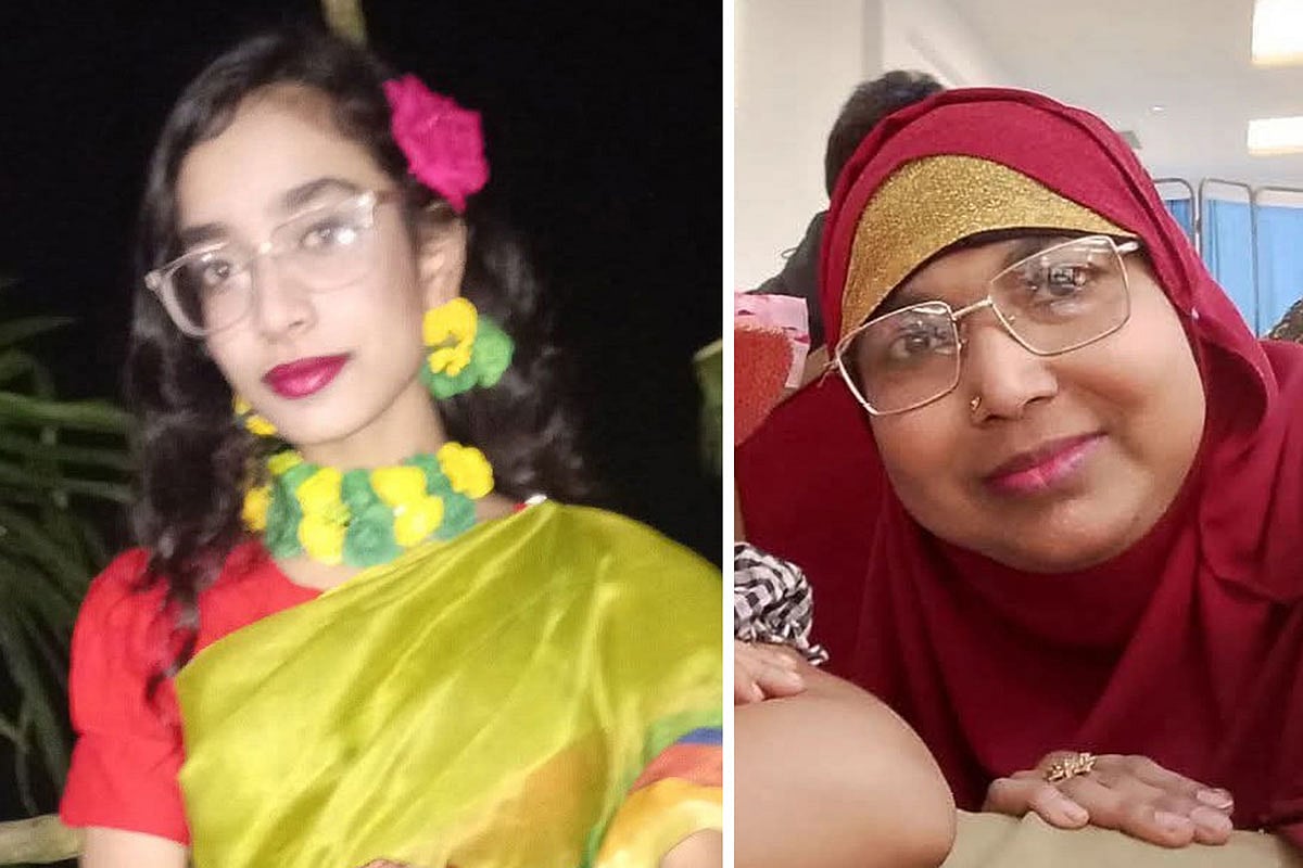 নিহত শিক্ষার্থী জোবাইদা রহমান (বাঁয়ে) ও তার মা রোকেয়া রহমান