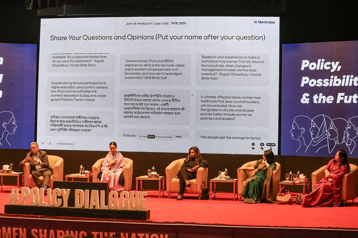 ‘উইমেন শেপিং দ্য নেশন: পলিসি, পসিবিলিটি অ্যান্ড দ্য ফিউচার অব বাংলাদেশ’ শিরোনামে নীতি সংলাপের আয়োজন করে ঢাকা ফোরাম ইনিশিয়েটিভ। কৃষিবিদ ইনস্টিটিউশন বাংলাদেশ, ফার্মগেট, ঢাকা। ১৮ জানুয়ারি