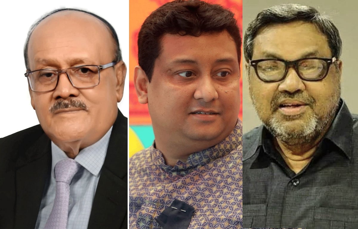 ছালেক চৌধুরী (বাঁয়ে), পারভেজ আরেফিন সিদ্দিকী (মাঝে) ও আলমগীর কবির