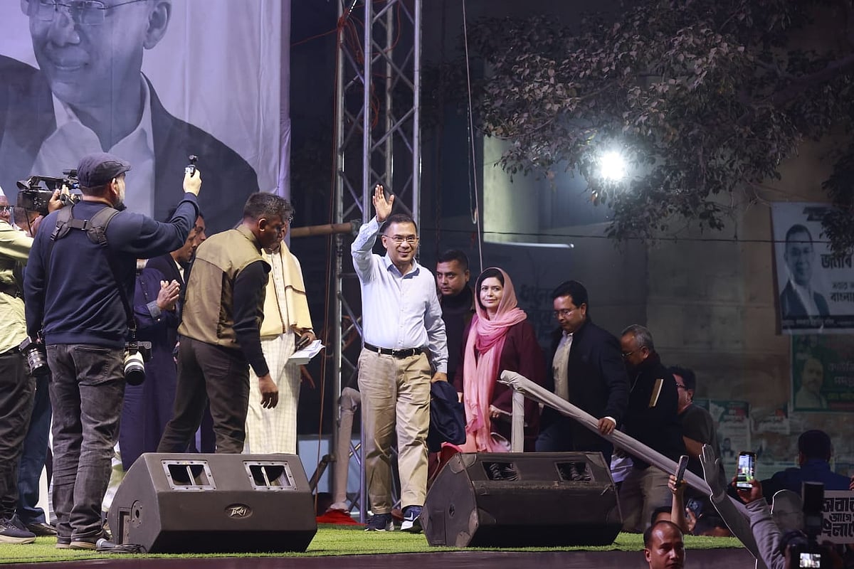 বিএনপির চেয়ারম্যান তারেক রহমান। শুক্রবার সন্ধ্যায় রাজধানীর ভাসানটেকের বিআরবি ময়দানে