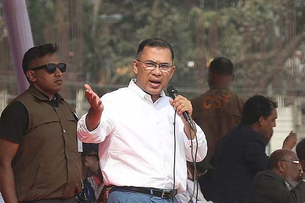 বিএনপির জনসভায় বক্তব্য দিচ্ছেন বিএনপির চেয়ারম্যান তারেক রহমান। পলোগ্রাউন্ড মাঠ, চট্টগ্রাম। ২৫ জানুয়ারি ২০২৬