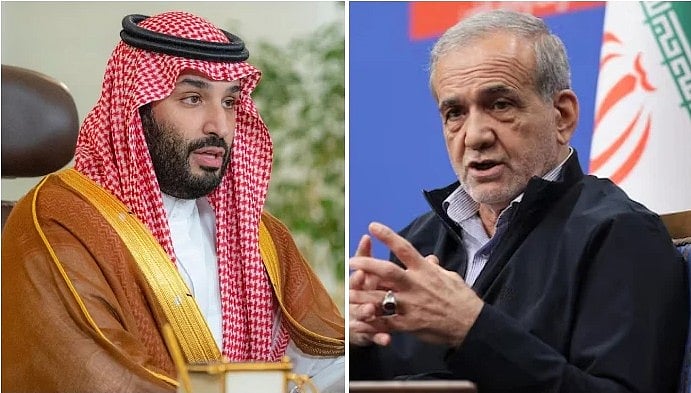 সৌদি আরবের যুবরাজ মোহাম্মদ বিন সালমান এবং ইরানের প্রেসিডেন্ট মাসুদ পেজেশকিয়ান