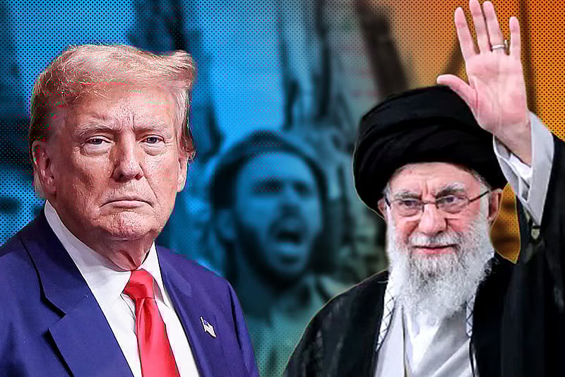 মার্কিন প্রেসিডেন্ট ডোনাল্ড ট্রাম্প ও ইরানের সর্বোচ্চ নেতা আয়াতুল্লাহ আলী খামেনির কোলাজ।