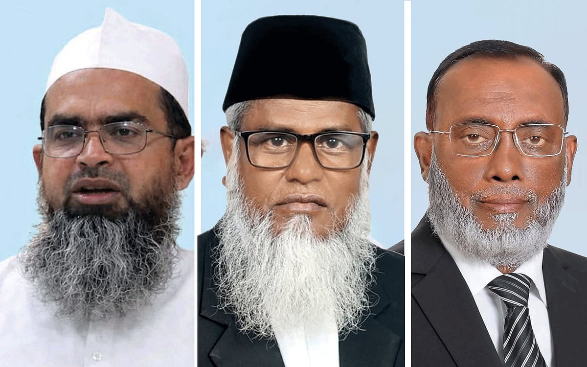 রশীদ আহমাদ (বাঁ থেকে), গাজী এনামুল হক ও শহীদ মো. ইকবাল হোসেন