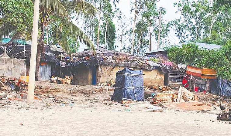 মাতারবাড়ী ইউনিয়নের সায়রার ডেইলের বেড়িবাঁধসংলগ্ন বসতভিটা