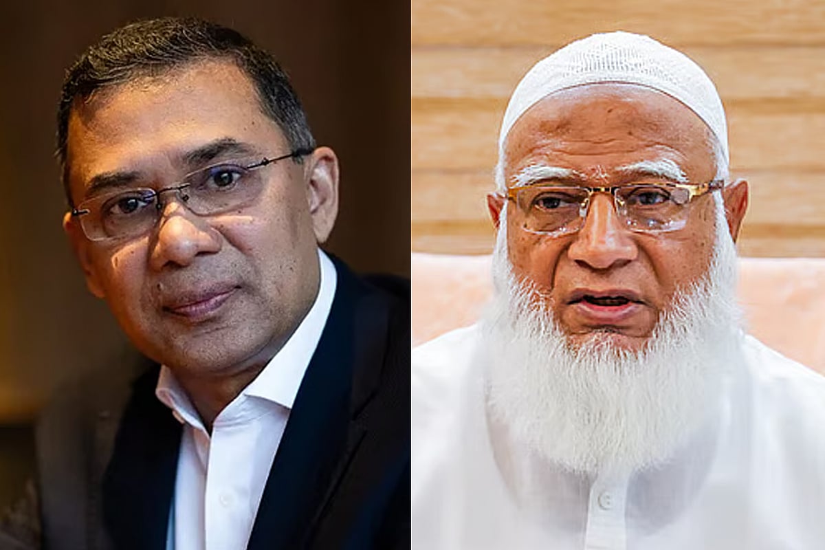 তারেক রহমান (বাঁয়ে) ও শফিকুর রহমান (ডানে)