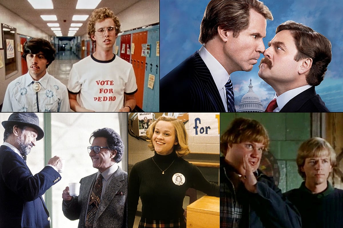 নির্বাচনী রাজনীতিকে ব্যঙ্গ করে নির্মিত হয়েছে বেশ কয়েকটি সিনেমা। কোলাজ