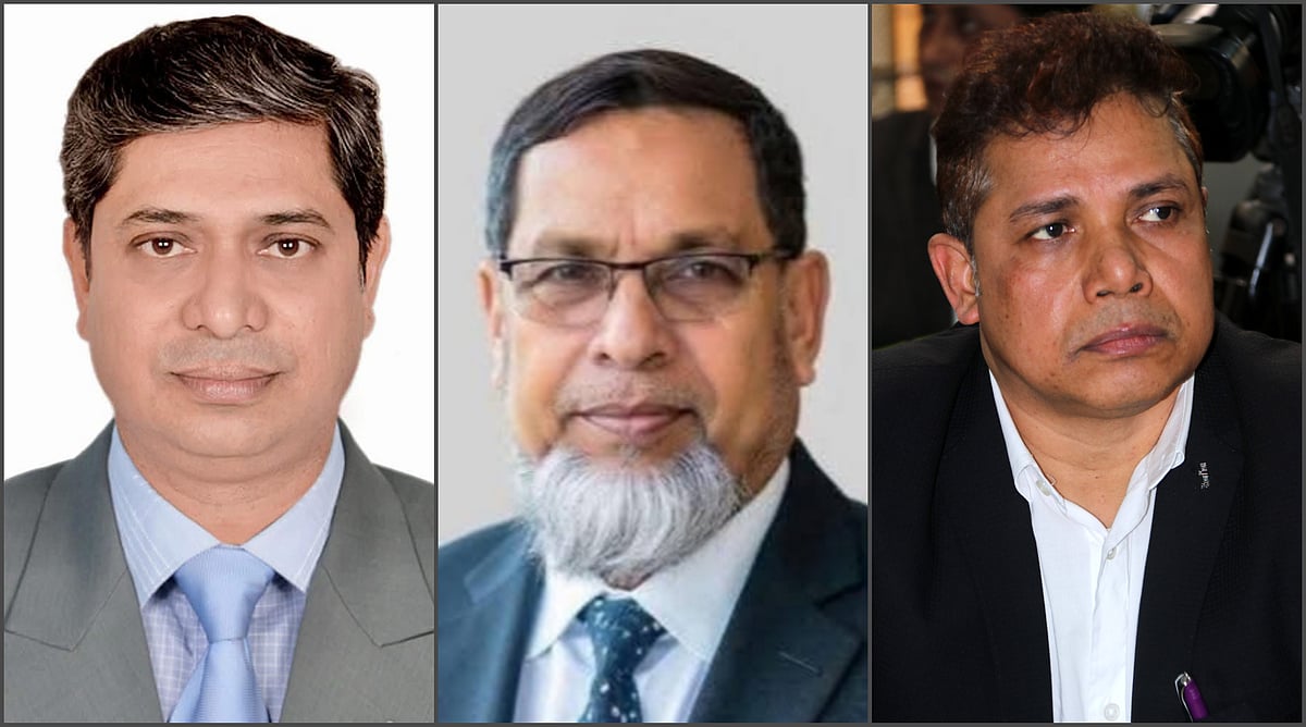 বাঁ থেকে মীর শাহে আলম, মহিত তালুকদার ও মোরশেদ মিল্টন