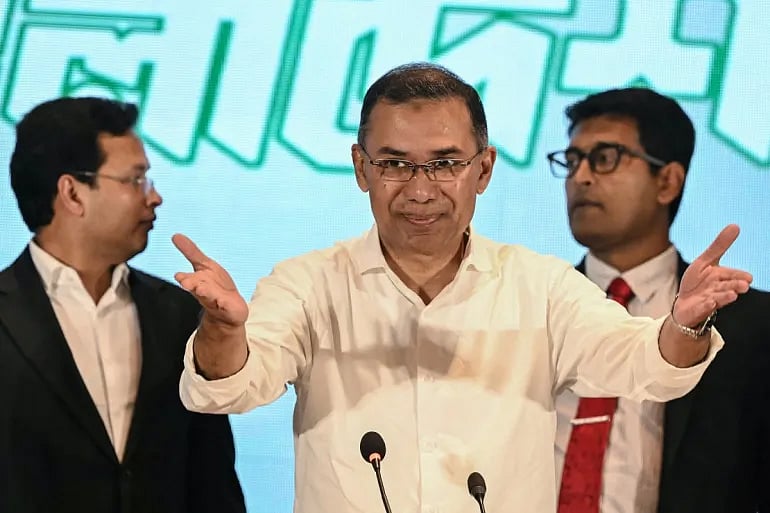 সংবাদ সম্মেলনে বিএনপির চেয়ারম্যান তারেক রহমান। ১৪ ফেব্রুয়ারি ২০২৬, ঢাকা