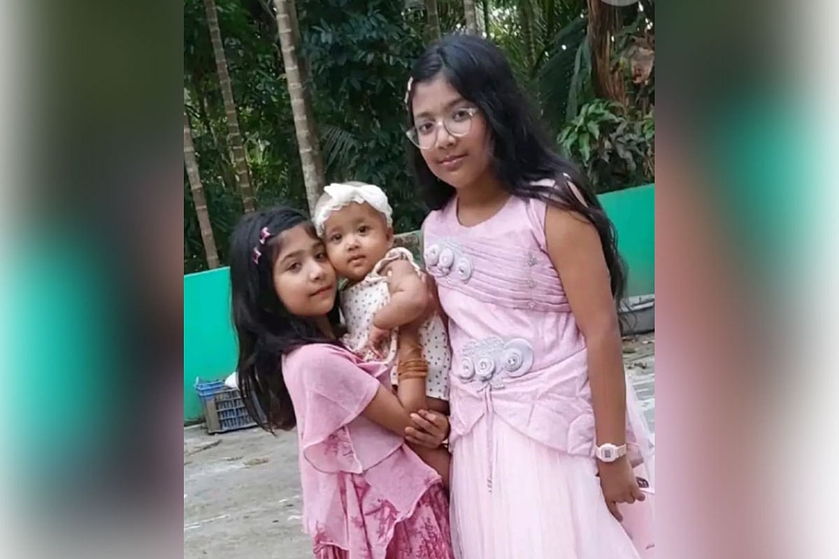 সৌদি আরবে সড়ক দুর্ঘটনায় নিহত শিশু মোহনা (১৩) ও দেড় বছরের শিশু সুবাহ ও আহত ফাইজা(১১) বামে