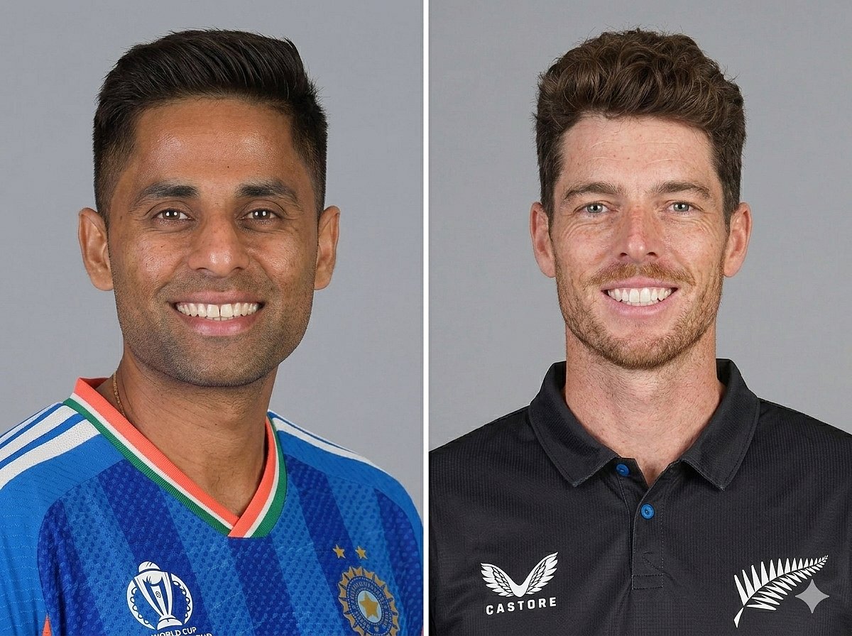ভারতের অধিনায়ক সূর্যকুমার যাদব ও নিউজিল্যান্ডের অধিনায়ক মিচেল স্যান্টনার