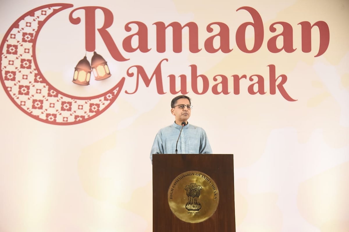 ভারতীয় হাইকমিশনের আয়োজিত ইফতার অনুষ্ঠানে বক্তব্য দেন ঢাকায় নিযুক্ত ভারতীয় হাইকমিশনার প্রণয় ভার্মা। ঢাকা। ৭ মার্চ