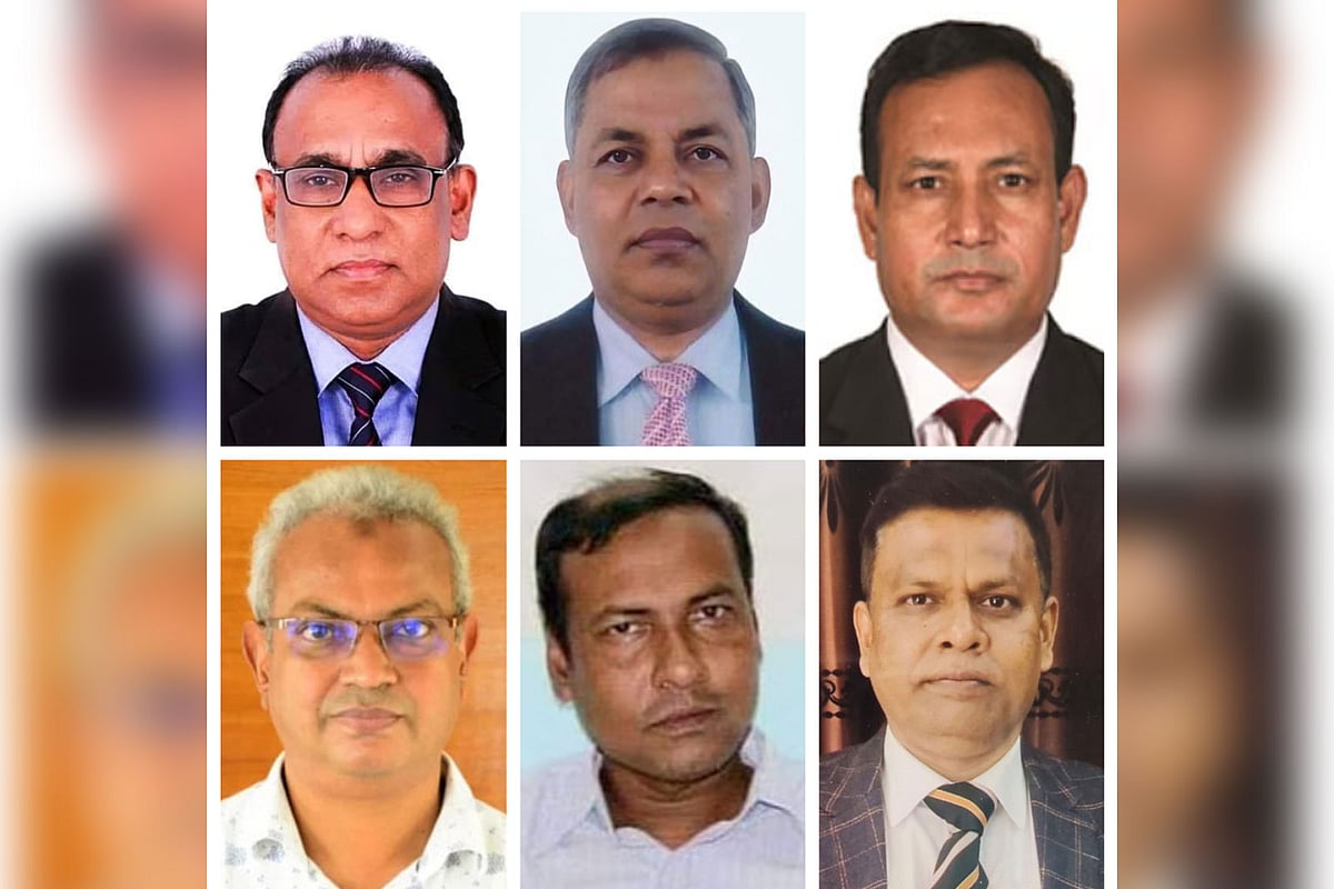 অধ্যাপক ছিদ্দিকুর রহমান খান, অধ্যাপক মো. আল ফোরকান, অধ্যাপক মো. নুরুল ইসলাম, অধ্যাপক মো. মাসউদ, অধ্যাপক রইস উদ্দীন ও অধ্যাপক মো. ফরিদুল ইসলাম