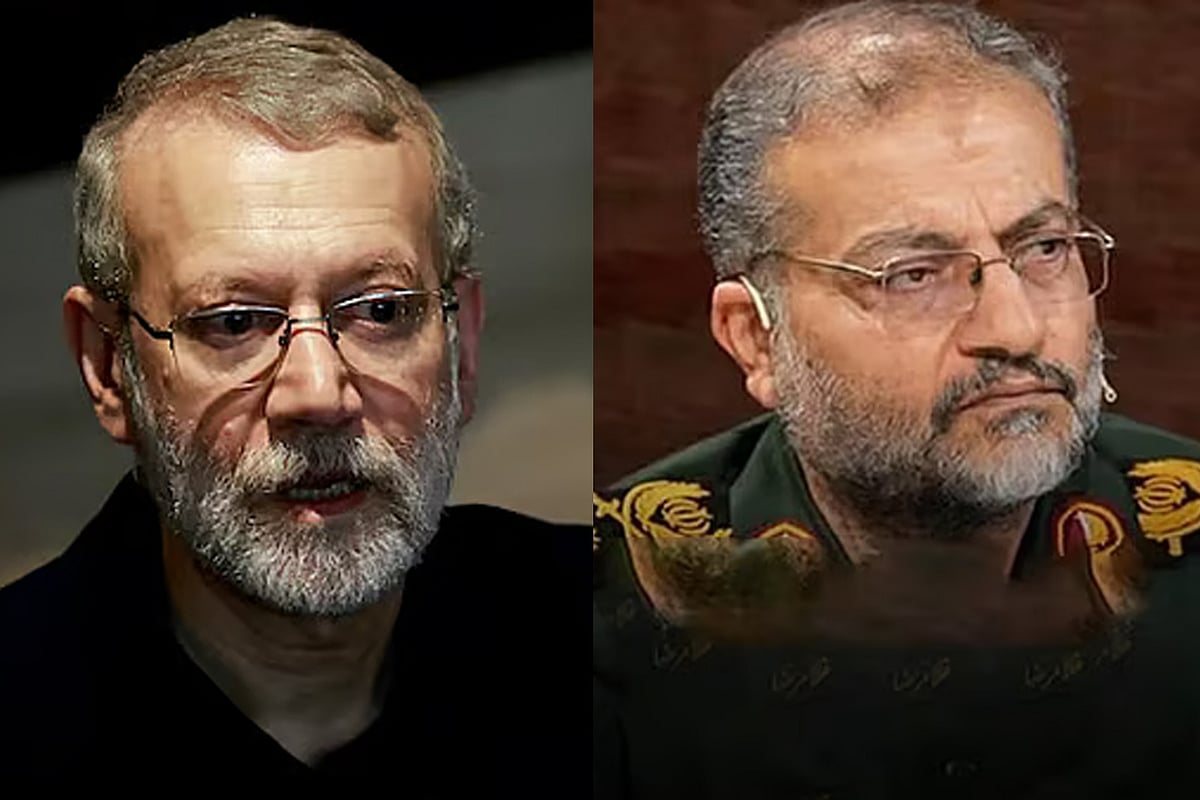 ইরানের প্রয়াত জাতীয় নিরাপত্তাপ্রধান আলী লারিজানি ও বাসিজ বাহিনীর প্রধান গোলামরেজা সোলাইমানি 
