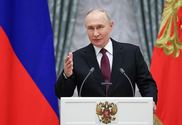 রাশিয়ার প্রেসিডেন্ট ভ্লাদিমির পুতিন। মস্কোর একটি অনুষ্ঠানে, ১৯ মার্চ ২০২৬ 

