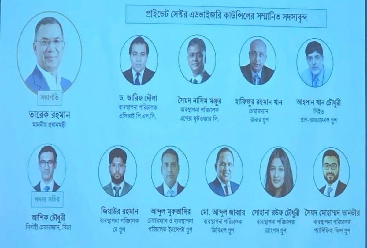 প্রধানমন্ত্রীর নেতৃত্বে নবগঠিত বেসরকারি খাত পরামর্শক পরিষদ