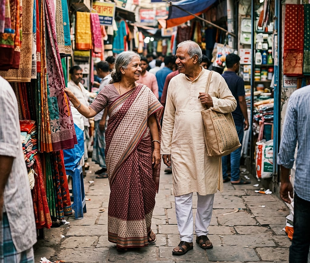 প্রবীণ বয়স্ক ব্যক্তি সুখ সুখী কেনাকাটা দাম্পত্য দম্পতি
