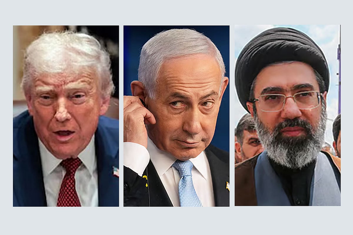 ডোনাল্ড ট্রাম্প, বেনিয়ামিন নেতানিয়াহু ও ইরানের সর্বোচ্চ নেতা মোজতবা খামেনি