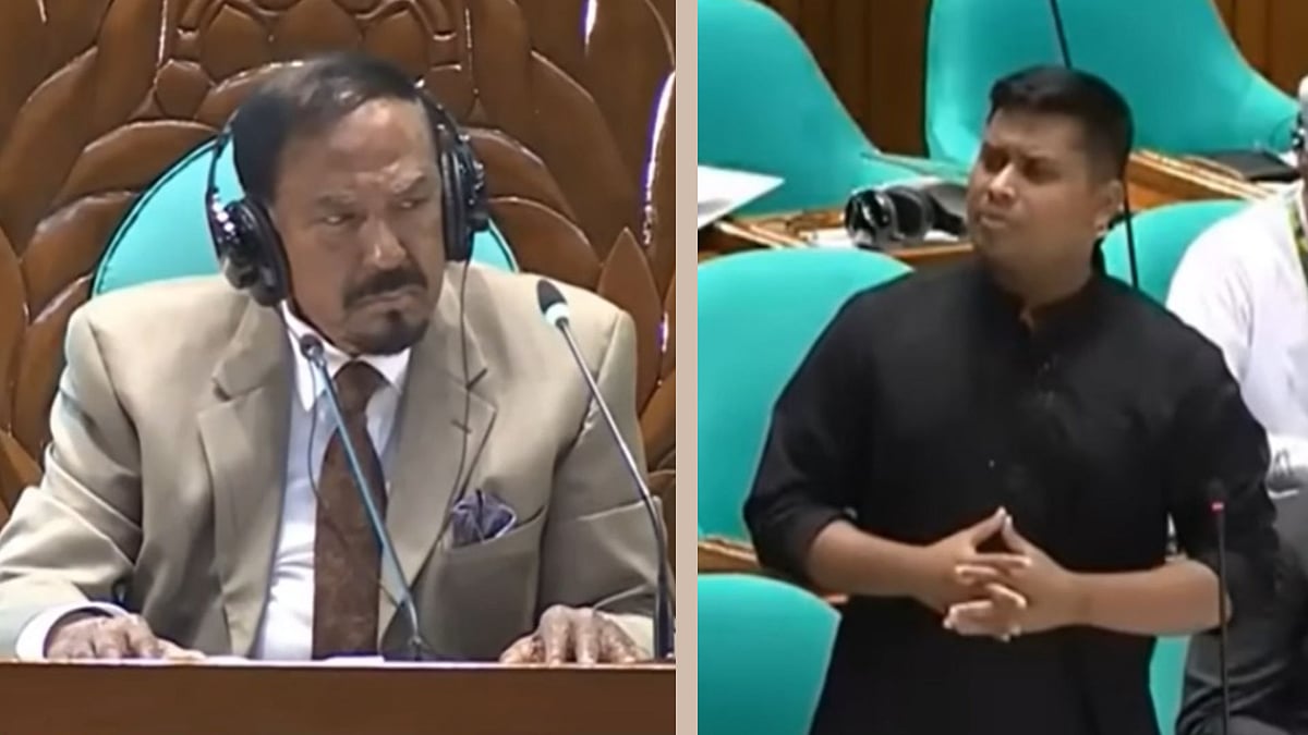 সংসদ অধিবেশনে স্পিকার হাফিজ উদ্দিন আহমদ ও এনিসিপির সংসদ সদস্য হাসনাত আবদুল্লাহ