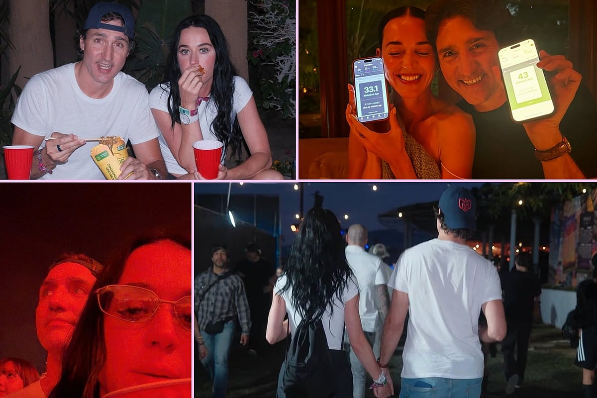 কোচেলা উৎসবে ট্রুডো ও পেরি। কোলাজ