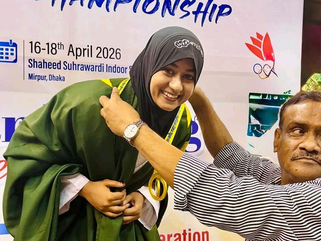 ৩০তম জাতীয় কারাতে প্রতিযোগিতার অনূর্ধ্ব–৫৫ কেজি শ্রেণিতে সোনার পদক জেতেন মাউনজেরা বর্ণা