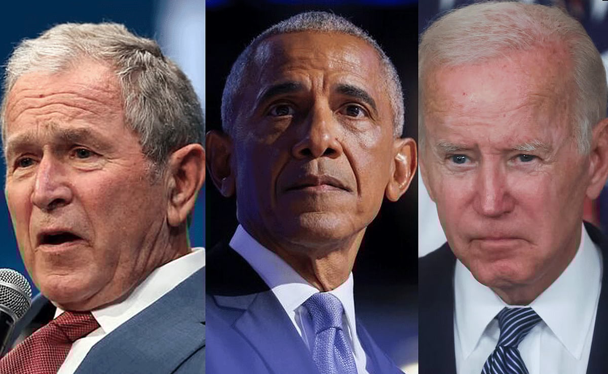 সাবেক মার্কিন প্রেসিডেন্ট জর্জ ডব্লিউ বুশ, বারাক ওবামা ও জো বাইডেন