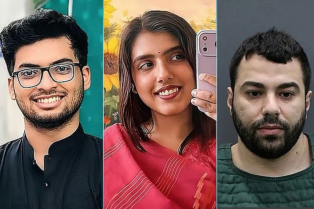 (বাঁয়ের থেকে) জামিল আহমেদ লিমন, নাহিদা সুলতানা বৃষ্টি এবং সন্দেহভাজন হিসেবে গ্রেপ্তার লিমনের রুমমেট হিশাম আবুঘরবেহ